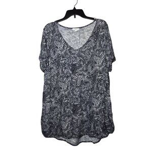 J. Jill Womens Paisley Short Sleeve Tunic Top‎ Size XL Tall Casual Boho Summer
